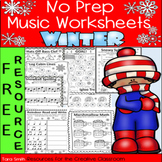 FREE No Prep Music Worksheets-Winter