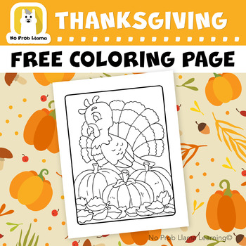 Preview of FREE No Prep Thanksgiving, October Coloring Page, Primary, Kindergarten