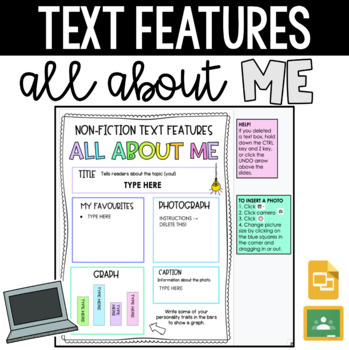 Preview of FREE Non-Fiction Text Features - All About Me for Google Slides