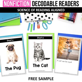Preview of FREE Nonfiction Decodable Readers Passages Books and Sentences Reading