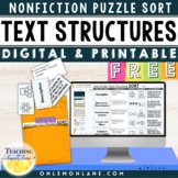 FREE Nonfiction Text Structure Activities Center Ideas Dig