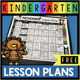 FREE November Lesson Plans for Kindergarten - Thanksgiving