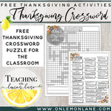FREE November Thanksgiving Turkey Crossword Puzzle Activit