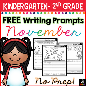 FREE November Writing Prompts for Kindergarten to Second Grade | TPT