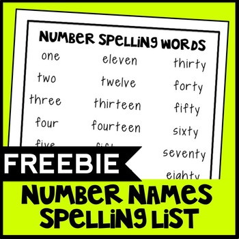 Preview of FREE Number Names Spelling List