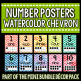 Watercolor Chevron Classroom Decor Number Posters FREE SAMPLE