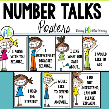 Preview of FREE Number Talks Sentence Starter Posters
