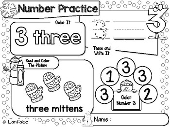 FREE Number Worksheet 1-20 Winter Activity by Lanfaloe | TpT