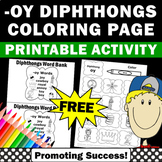 FREE Phonics Diphthongs Worksheets OY Coloring Pages