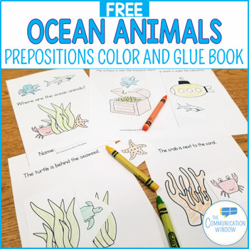 Preview of FREE Ocean Animal Spatial Concepts Cut and Glue Mini-Book