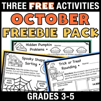 Preview of FREE October Math Activities for Third, Fourth, & Fifth Grade Halloween Math
