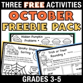 FREE October Math Activities for Third, Fourth, & Fifth Gr