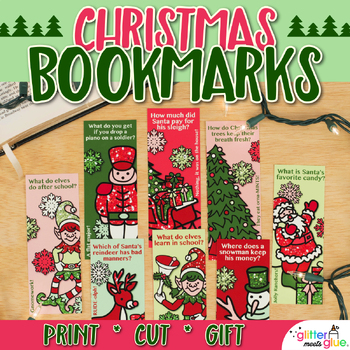 free christmas riddle bookmarks holiday printable coloring page