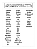 FREE One and Two-Word Prepositions Lists Printable