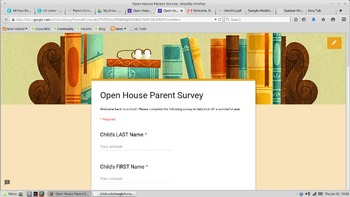 Preview of FREE Open House Parent Survey Google Form