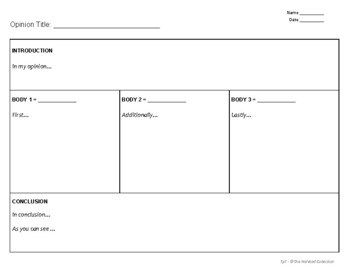 Preview of FREE Opinion Writing Graphic Organizer