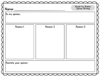 Preview of FREE Opinion Writing Graphic Organizer, Write or Draw Responses with Support!