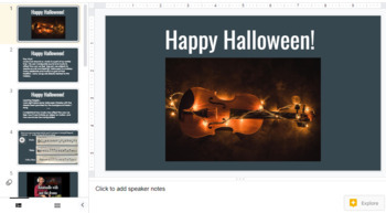 Preview of FREE Orchestra Halloween Google Slide Deck (50-55 minute class period)