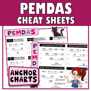 Preview of FREE Order of Operations PEMDAS Cheat Sheets and Video Links