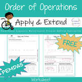 FREE Order of Operations PEMDAS WORKSHEET 5th - 6th Grade 