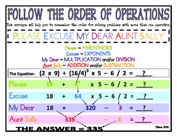 Preview of {FREE} Order of Operations Poster