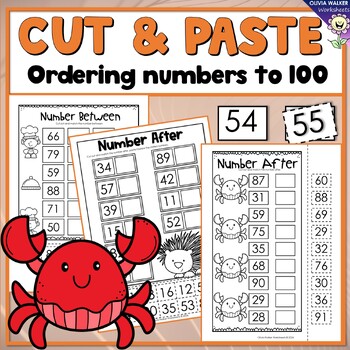 ordering numbers to 100 order to one hundred cut and paste worksheets