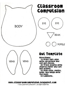 Free Owl Template By Classroom Compulsion By Classroom Compulsion