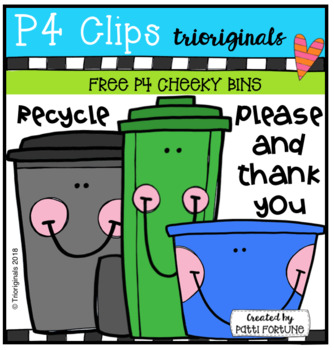 Preview of FREE P4 CHEEKY Recycle Bins (P4 Clips Trioriginals)