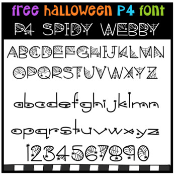 Preview of FREE P4 FONT Spidy Webby (P4 Clips Trioriginals)