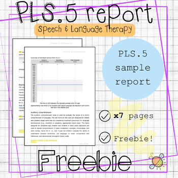 Preview of FREE PLS.5 | Preschool Language Scale | Report example | Speech language therapy