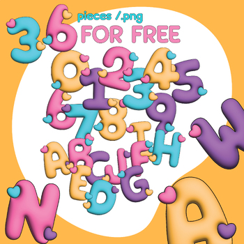 Preview of FREE!! .PNG : 3D Sweet heart Number 0-9 and Alphabet Letter A-Z digital clipart