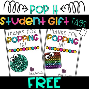 Preview of FREE POP IT! Fidget poppers Student Gift Tags| Back to School| Meet the Teacher