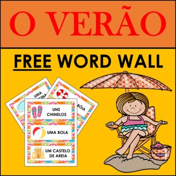 Preview of FREE PORTUGUESE SUMMER VOCABULARY: WORD WALL (O VERÃO)