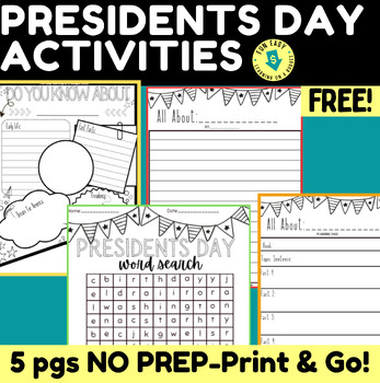 Preview of FREE PRESIDENTS DAY ACTIVITIES-WRITING-BANNER-WORD SEARCHES❤✏