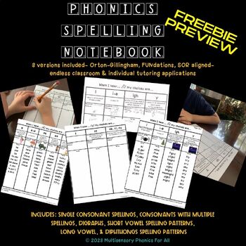 Preview of FREE PREVIEW: Phonics Spelling Notebook & Interactive Workbook Pages+ OG aligned