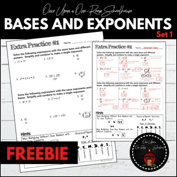 Preview of FREE | PRINT & GO NO PREP Bases and Exponents Math Practice #1