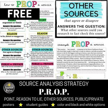 Preview of FREE PROP Document Analysis Guide and Poster
