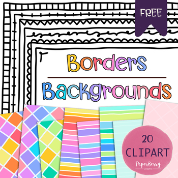 Preview of FREE Page Borders and Digital Background Papers, Doodle Frames Clipart Pack
