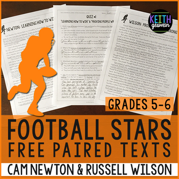 Preview of FREE Football Paired Texts: Cam Newton & Russell Wilson (Grades 5-6)
