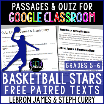 Preview of FREE Paired Texts for Google Classroom (5-6): LeBron & Curry (Distance Learning)
