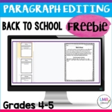 FREE Paragraph Editing Sample, Back to School Themed Activ