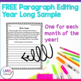 FREE Paragraph Editing for Every Month of the Year - Back 