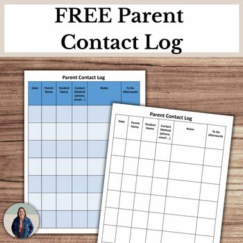 Preview of Free Parent Contact Log to Track Parent Communication and Communication Home