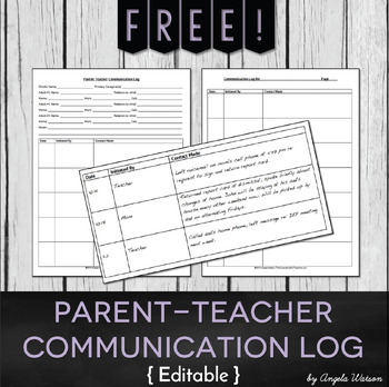 Preview of FREE Parent-Teacher Communication Log: Forms for Documenting Phone Calls