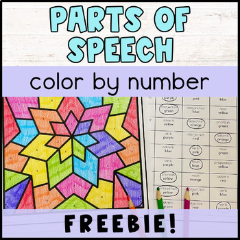 Preview of FREE Parts of Speech Review Color by Number Worksheet Coloring Activity