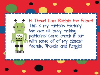 Preview of FREE! Patterning Robot theme- powerpoint and worksheet