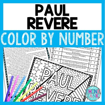 Preview of FREE Paul Revere Color by Number, Reading Passage and Text Marking