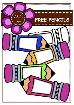 Preview of FREE Pencils Digital Clipart (color and black&white)nd black&white)