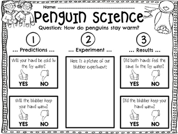 Preview of FREE Penguin Science Experiment - Blubber Glove - Directions and Recording Sheet