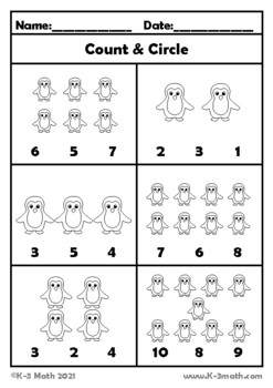 FREE Penguin Theme Counting Number Order Measurement Worksheets | TpT